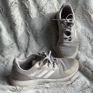 Adidas Gray and White Mesh Sneakers
